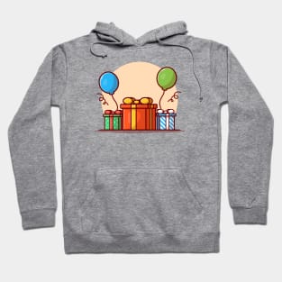 Gift And Balloon Birthday Party Cartoon Vector Icon Illustration Hoodie